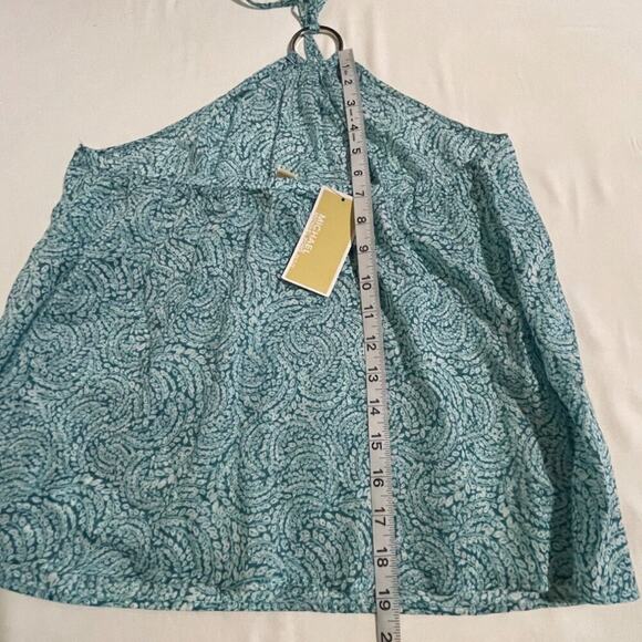 Michael Kors Halter Top Shibori Printed Turquoise Large Petite - Picture 10 of 11